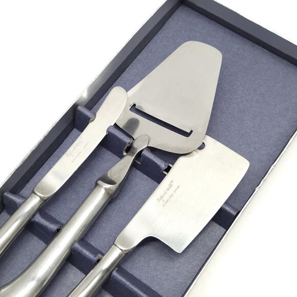 Vtg Oxford Hall Stainless Cheese Cutter Server Set 3pc Charcuterie MCM Japan - Picture 2 of 5